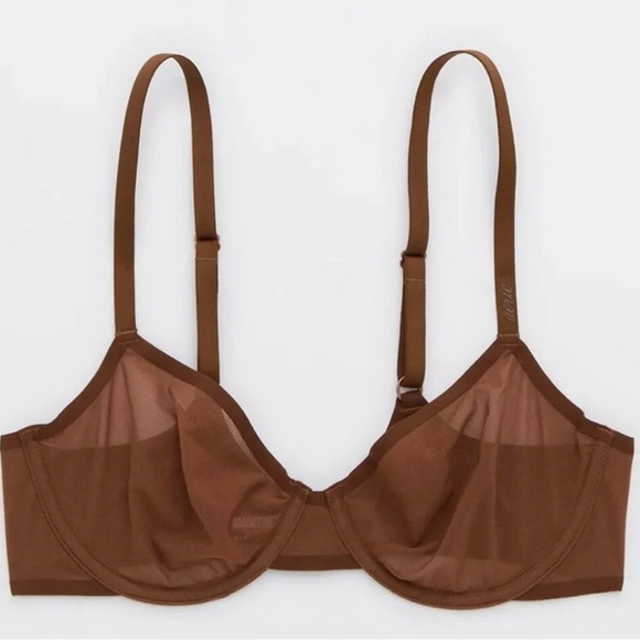 Smoothez By Aerie Brown Balconette Mesh Underwire Unlined Bra full coverage - Picture 1 of 8